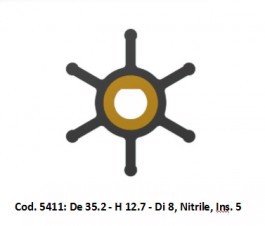Technautic Impeller 7408 - B35,2xH12,7 As 8 Enkel Plat 6-Blads - 00270408 - TE270408