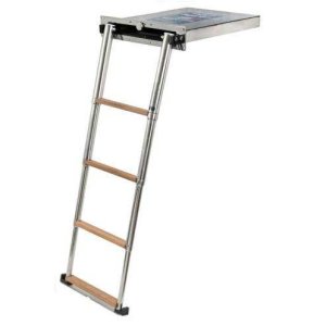 Eingebaute Treppe mit Teakstufen - Telescopisch ladder 1 - EU49.550.04